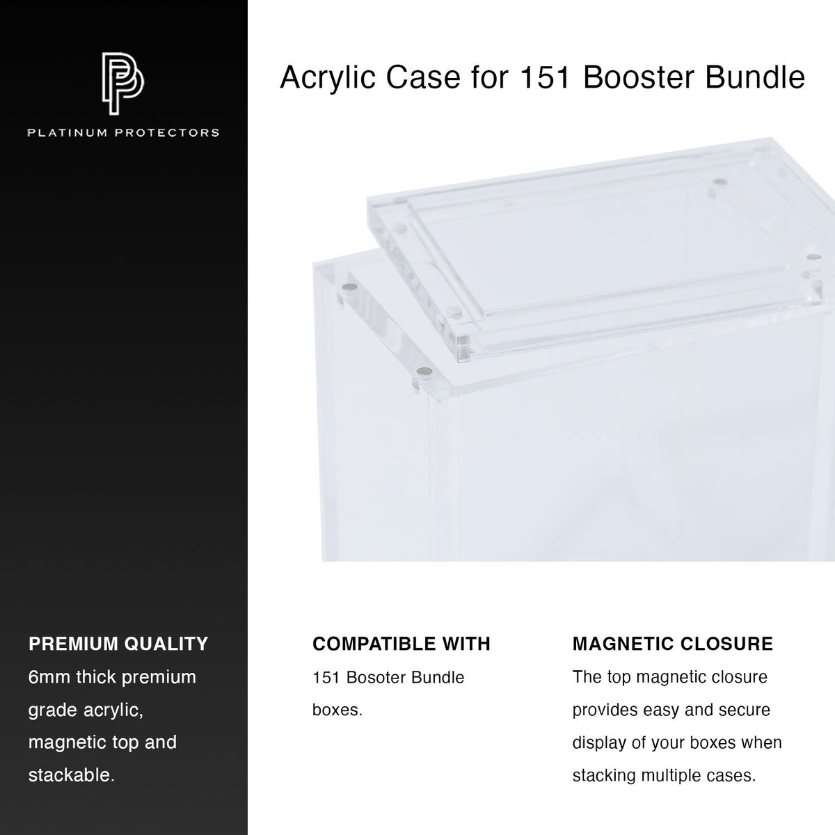 151 booster box case Pokmon 151 Booster Bundle Acrylic Case With Magnetic Top  Platinum  Protectors