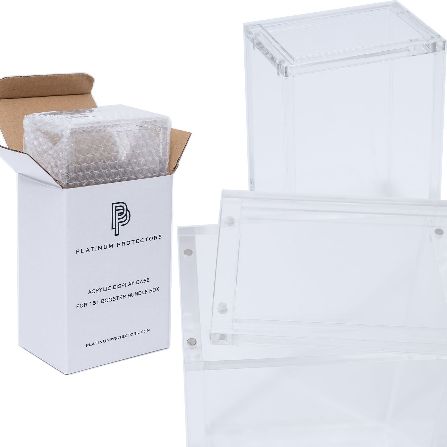 Premium Acrylic Case for Pokemon 151 Booster Bundle Box with Magnetic Platinum Protectors Premium Acrylic Case for Pokemon 151 Booster Bundle Box with Magnetic Platinum Protectors