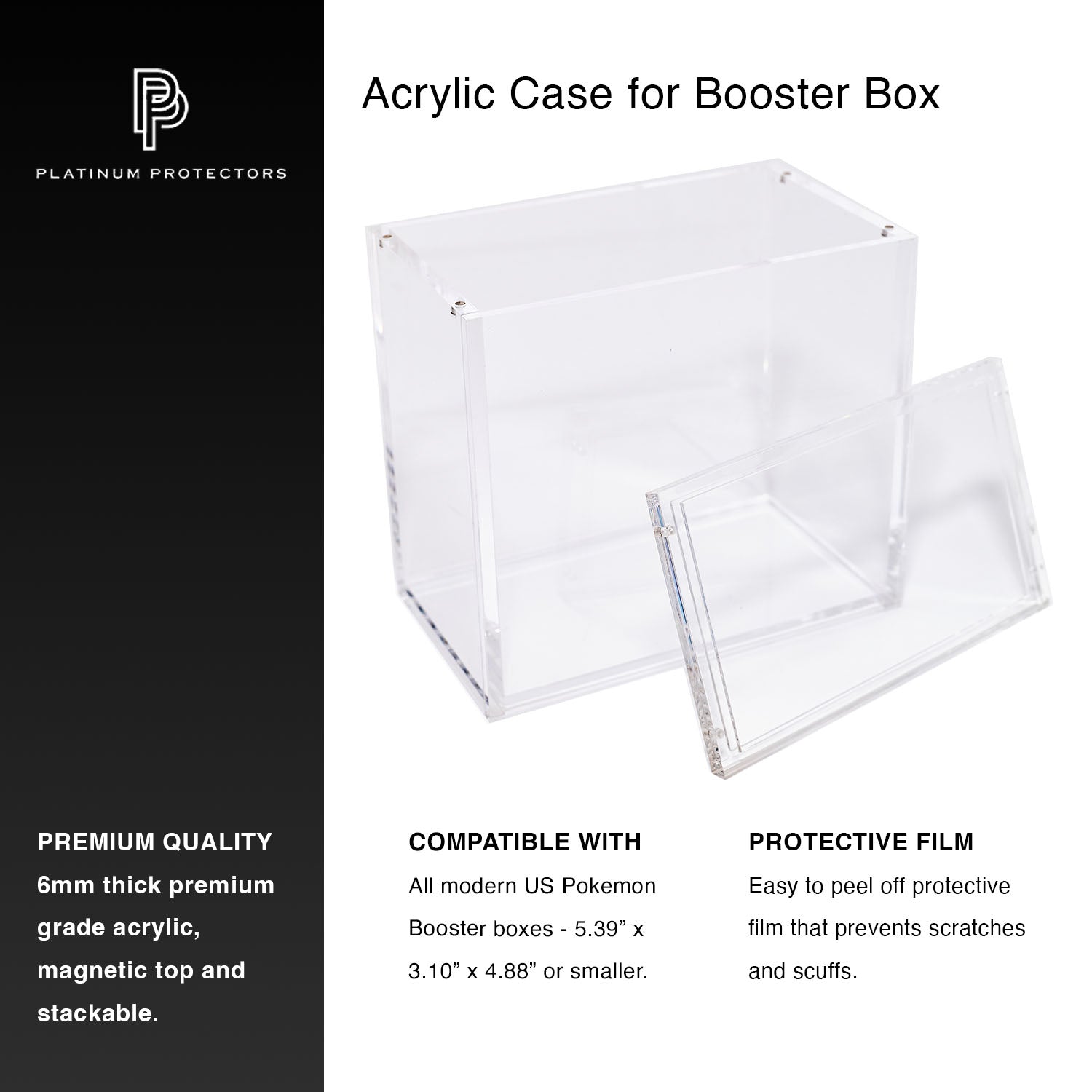 Premium Acrylic Case for Pokemon Booster Box with Magnetic Top (6mm thick)