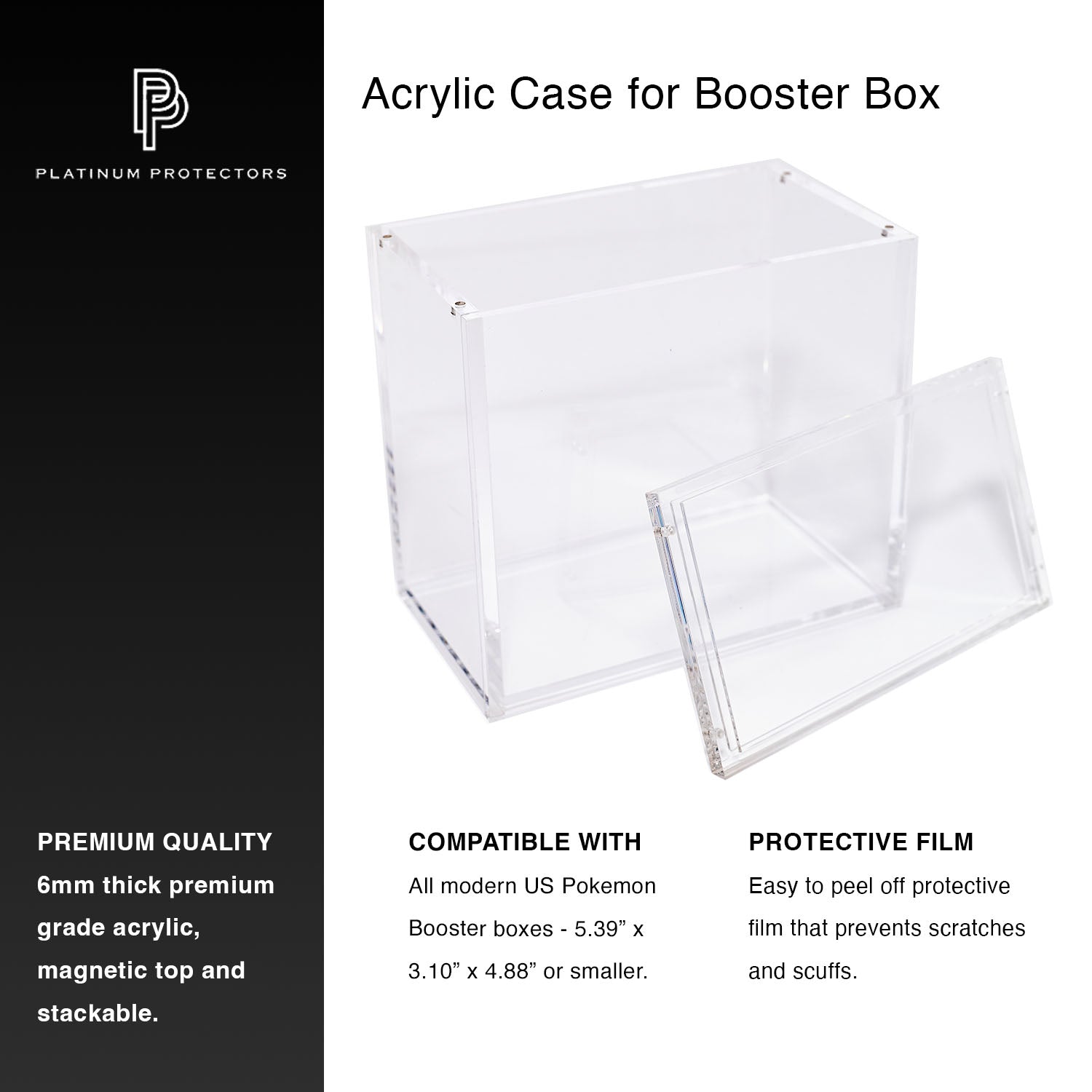 Premium Acrylic Case for Pokemon Booster Box with Magnetic Top (6mm thick) Premium Acrylic Case for Pokemon Booster Box with Magnetic Top (6mm thick)