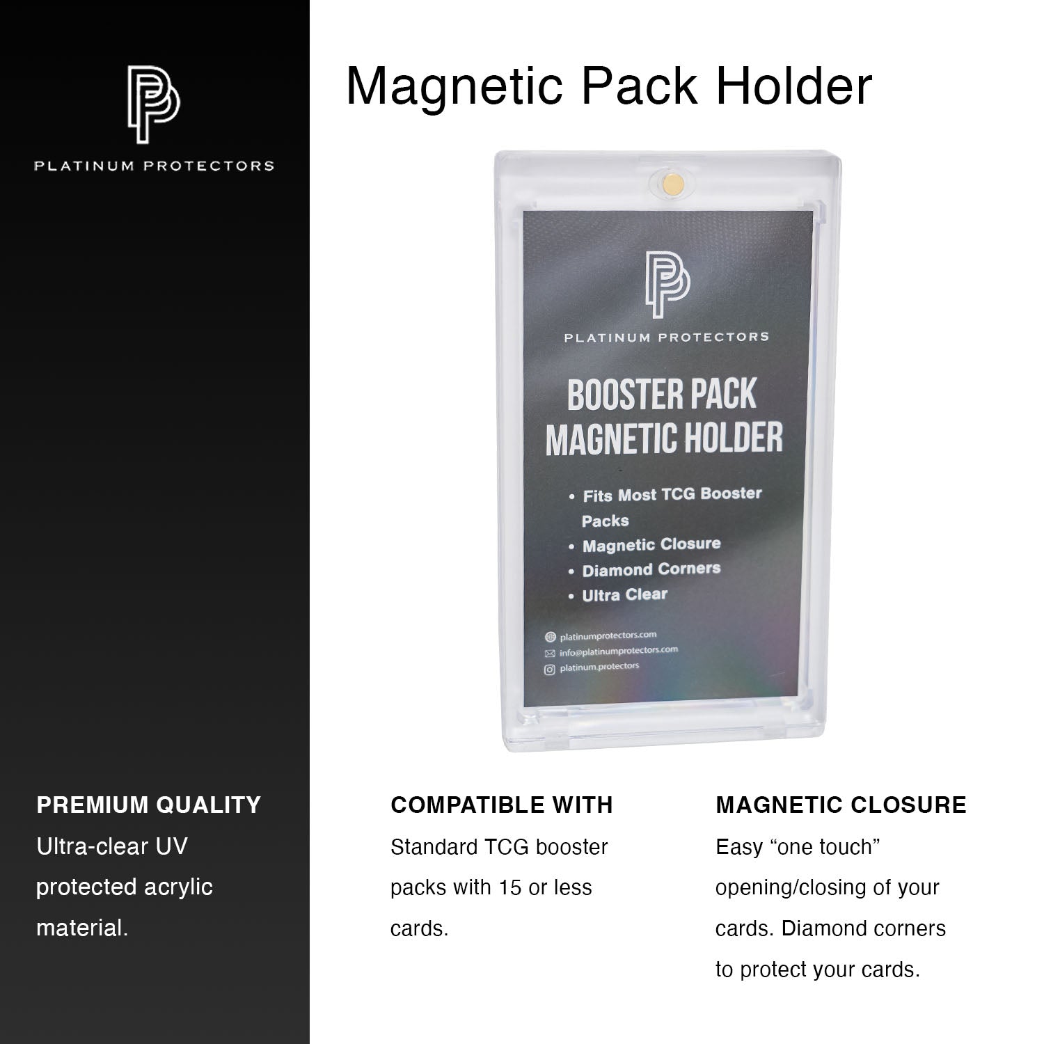 Platinum Protectors Magnetic Pack Holder for TCG Booster Packs 2 Pack Platinum Protectors Magnetic Pack Holder for TCG Booster Packs 2 Pack