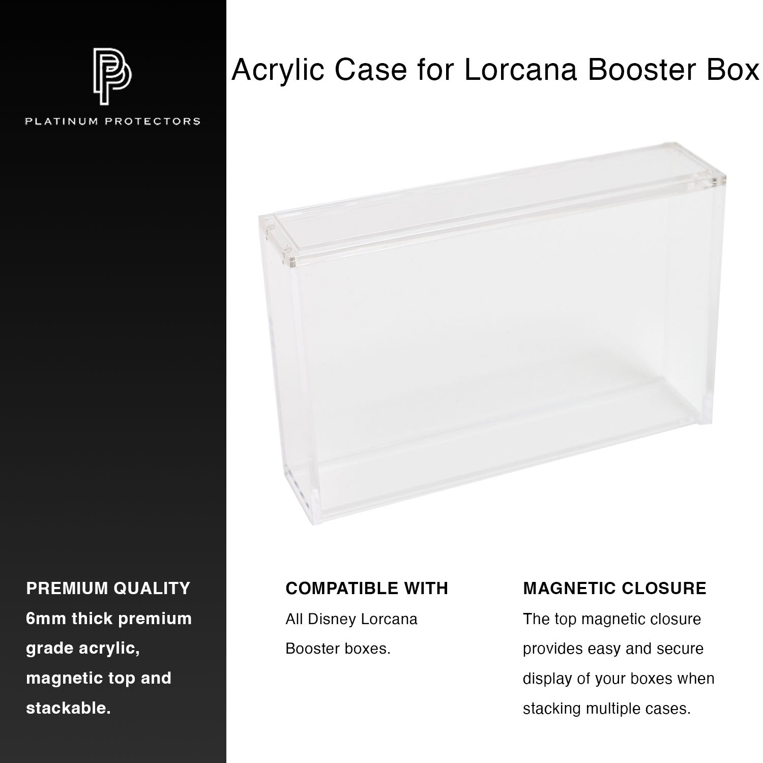 Premium Acrylic Case for Disney Lorcana Booster Box with Magnetic Top Premium Acrylic Case for Disney Lorcana Booster Box with Magnetic Top
