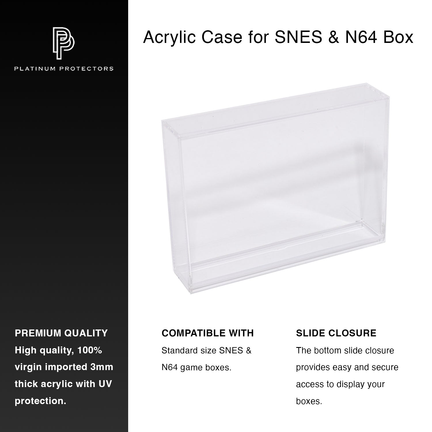 Premium Acrylic Case for Super Nintendo SNES & N64 Game Box