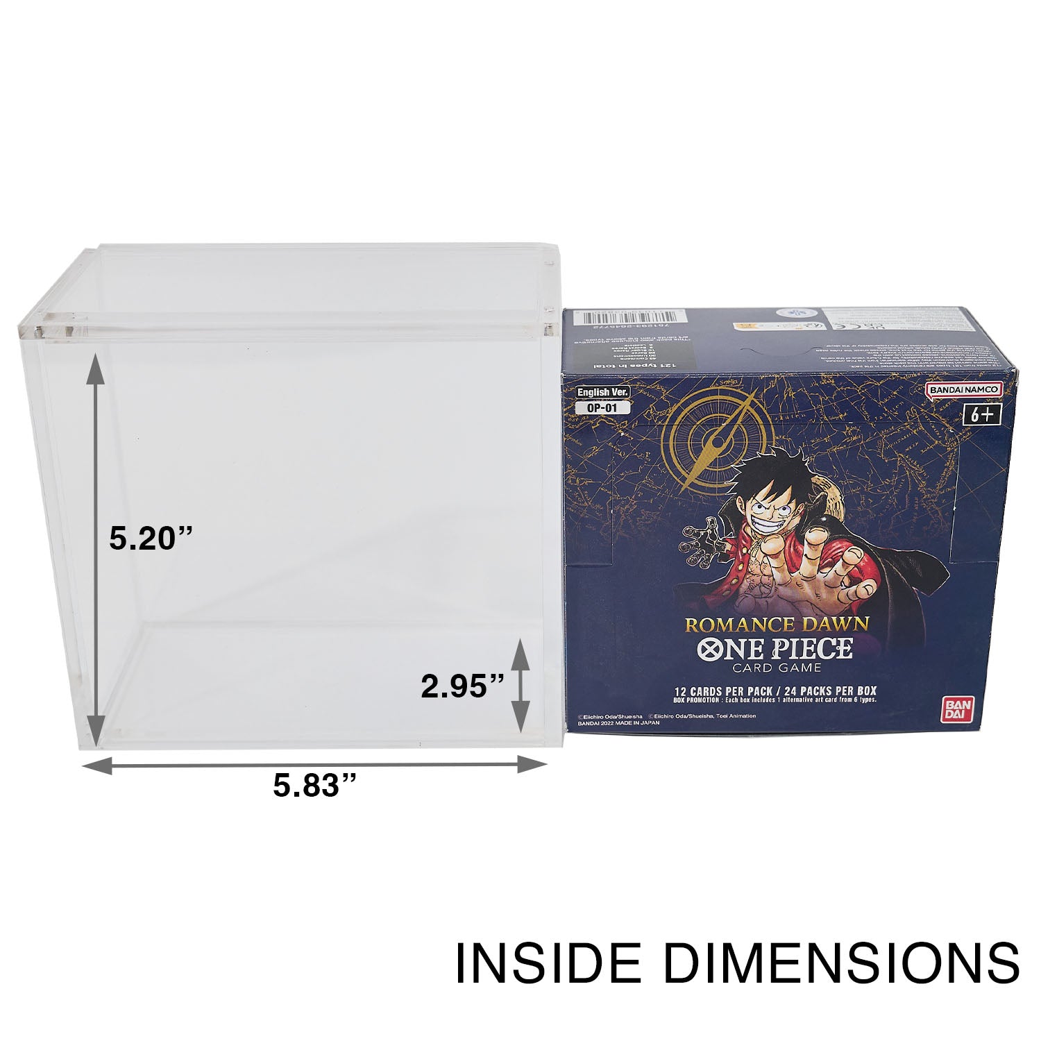 Premium Acrylic Case for One Piece Booster Box OP-01-02 (Original) with Magnetic Top