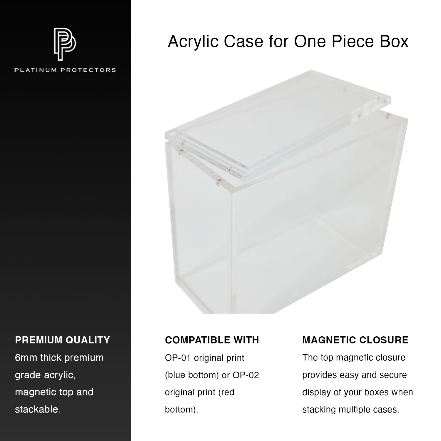 Premium Acrylic Case for One Piece Booster Box OP-01-02 (Original) with Magnetic Top