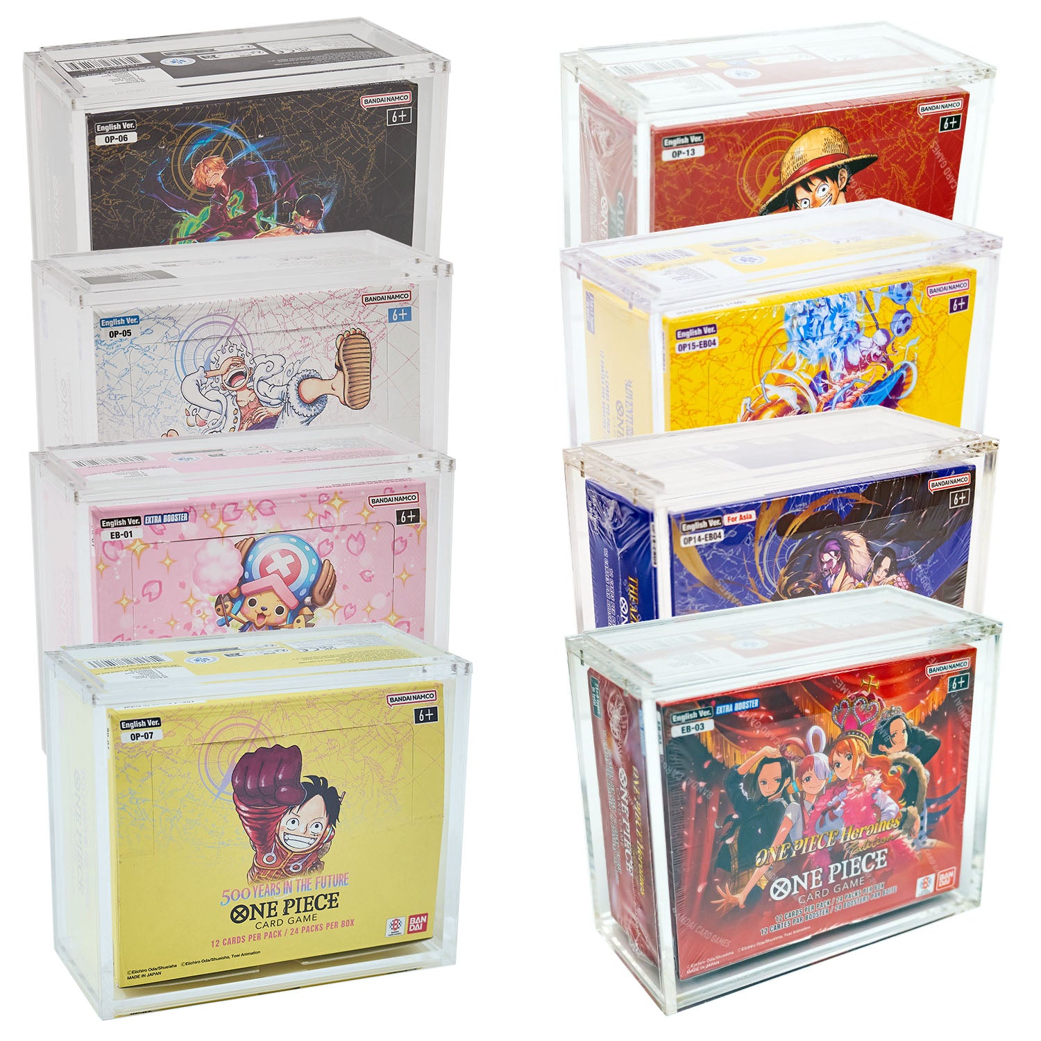 Premium Acrylic Case for One Piece Booster Box OP-01 to OP-16 (01-02 R Platinum Protectors Premium Acrylic Case for One Piece Booster Box OP-01 to OP-16 (01-02 R Platinum Protectors