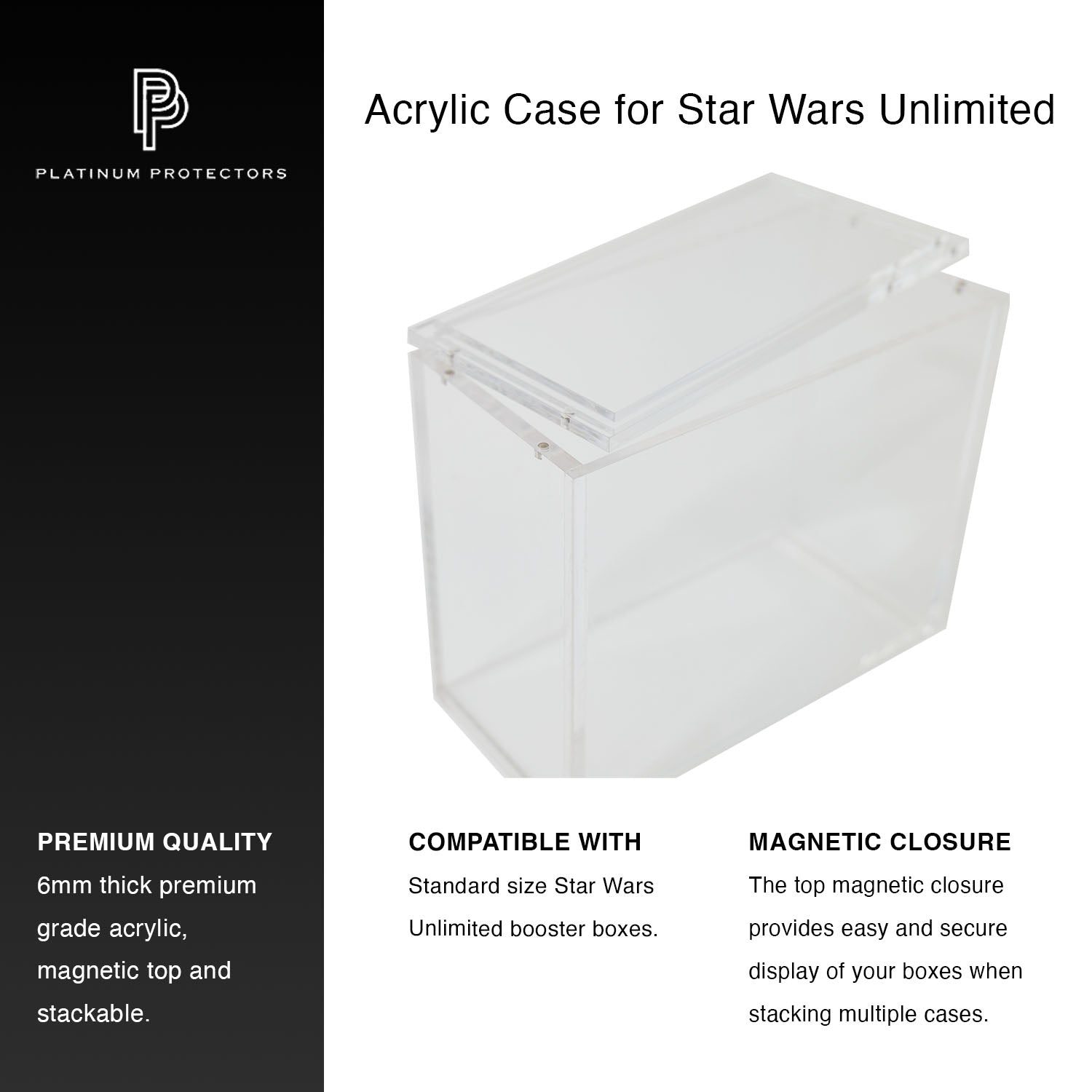 Premium Acrylic Case for Star Wars Unlimited Booster Box with Magnetic Top Premium Acrylic Case for Star Wars Unlimited Booster Box with Magnetic Top