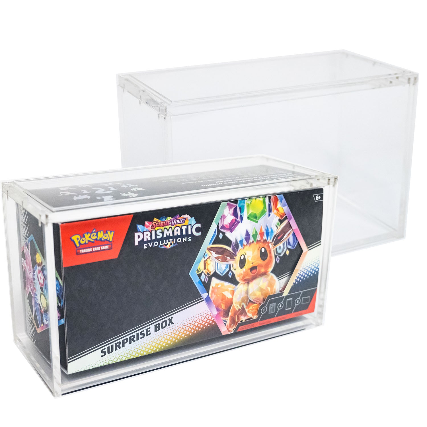 Pokémon sv8.5 Prismatic EVO Surprise Box Acrylic Case – Platinum