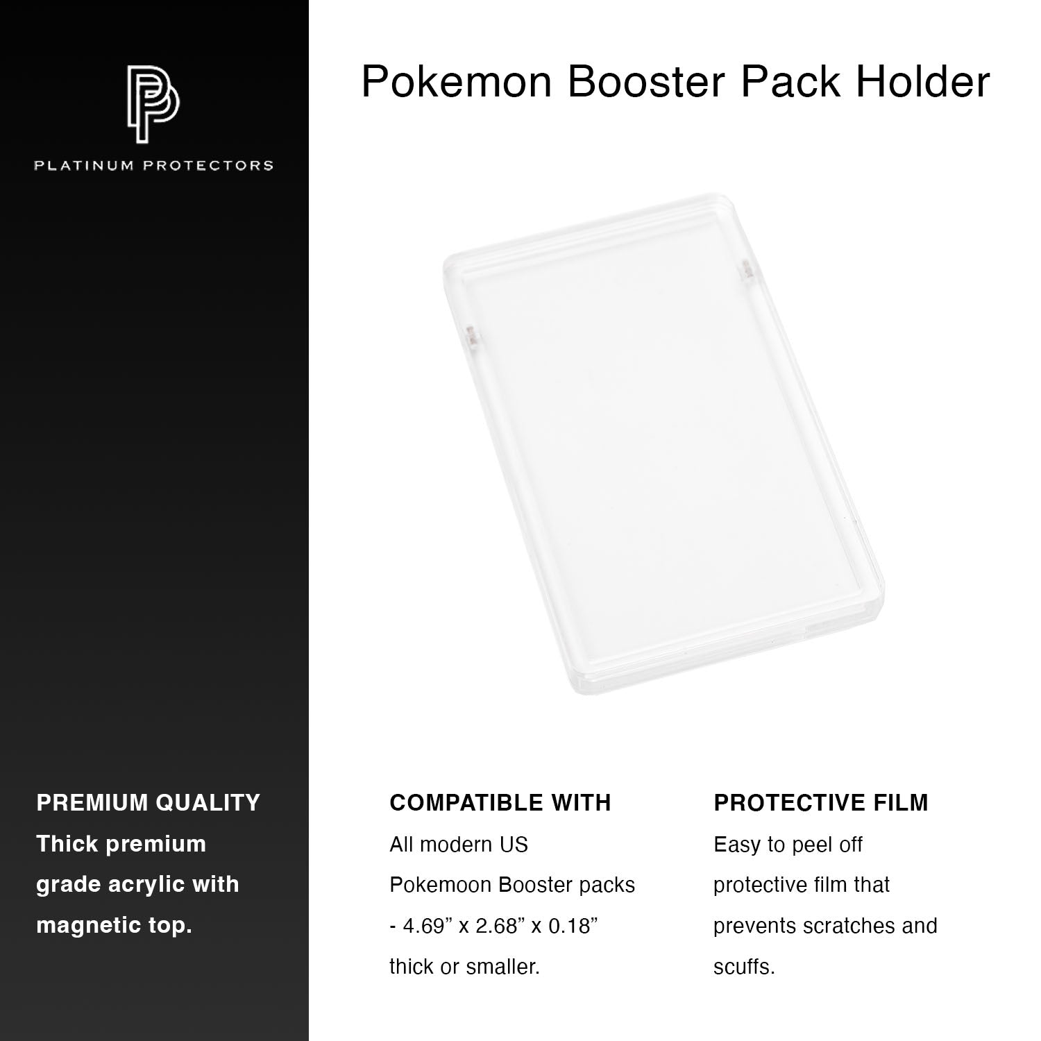 Premium Acrylic Holder for Pokemon Booster Packs with Magnetic Top