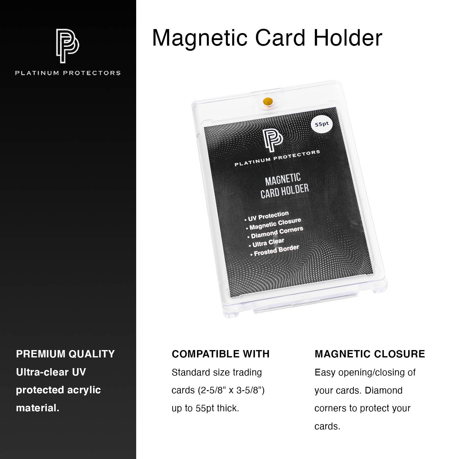 Platinum Protectors Magnetic Card Holders for Trading Cards - 55 pt