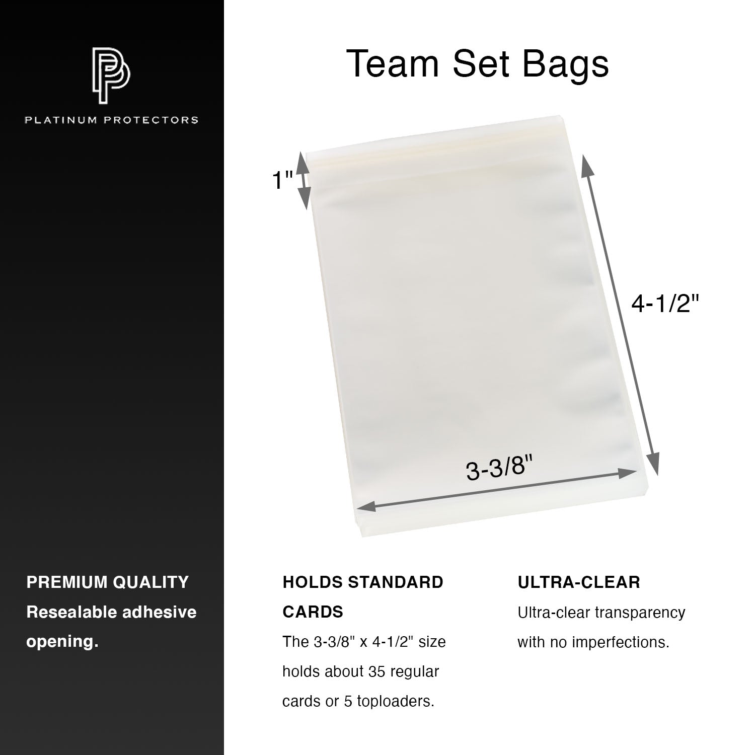 team bags for graded cards Platinum Protectors Team Bags for Cards or Toploaders Sleeves with Resealable Strip