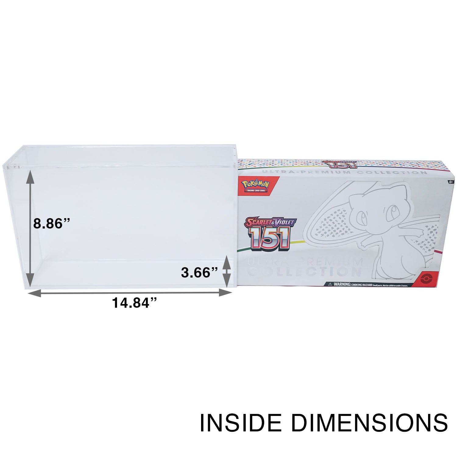 Premium Acrylic Case for Pokemon 151, Mega Charizard EX UPC Ultra Premium Collection Box with Magnetic Top