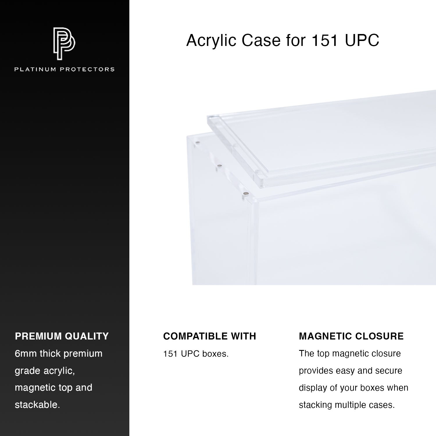 Premium Acrylic Case for Pokemon 151, Mega Charizard EX UPC Ultra Premium Collection Box with Magnetic Top