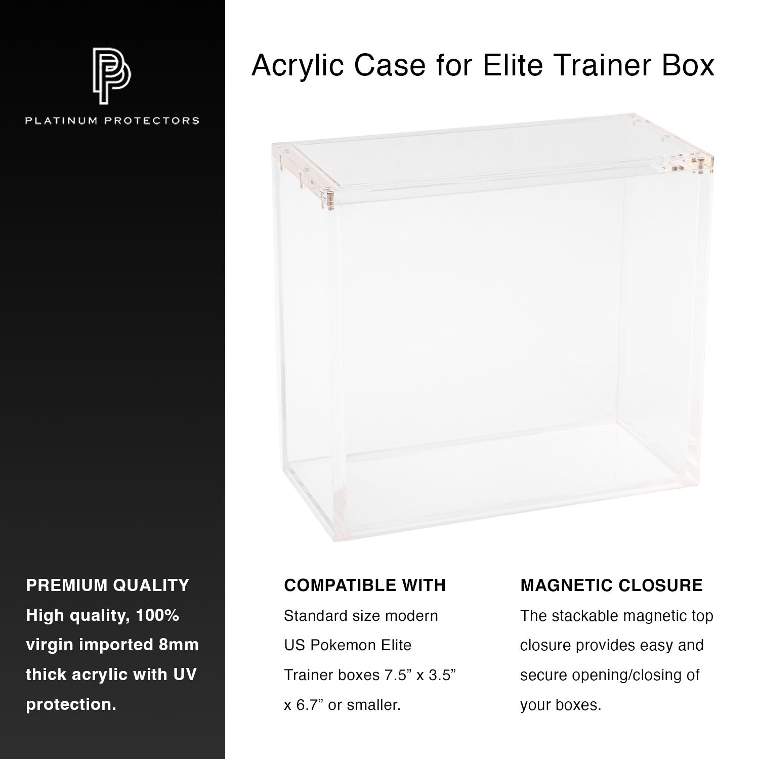 Premium Acrylic Case for Pokemon Elite Trainer Box with Magnetic Top