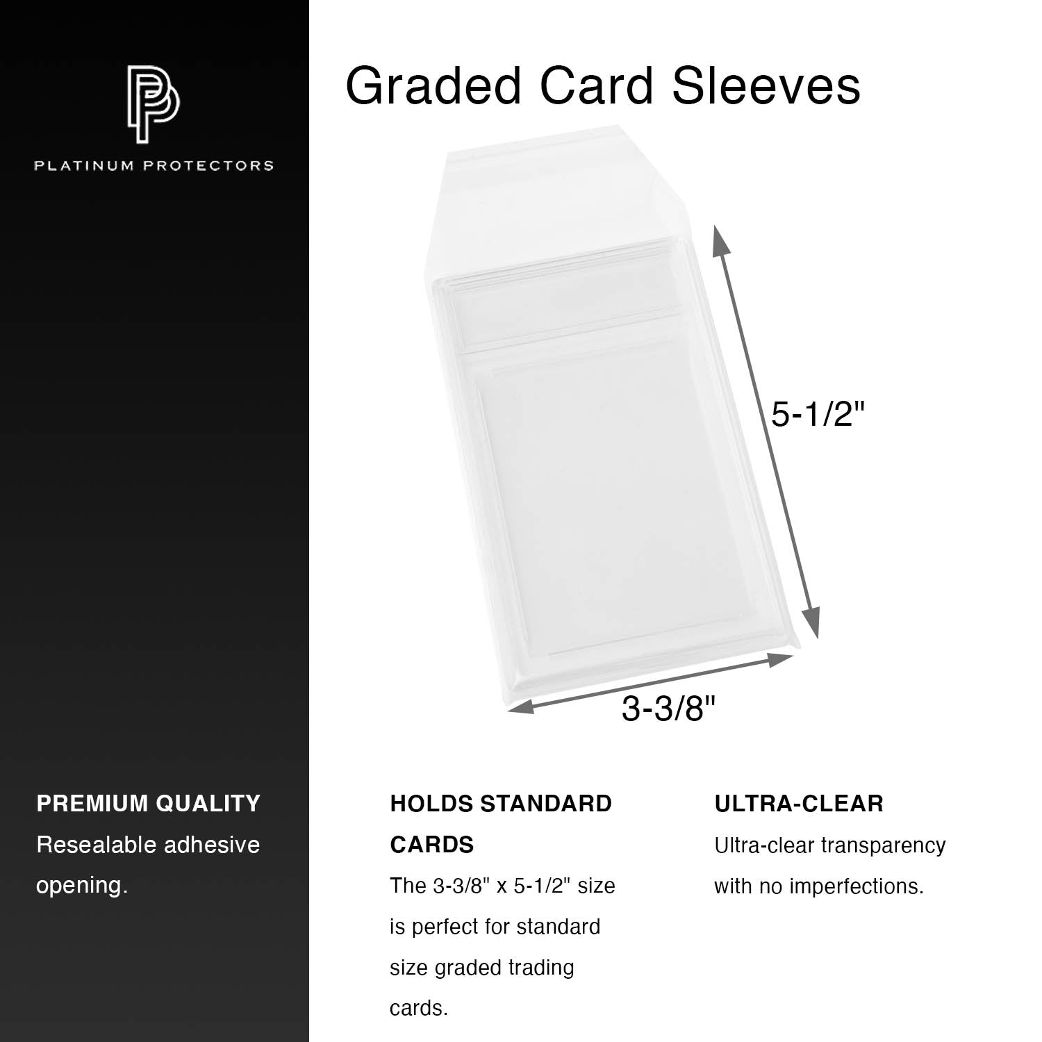 Platinum Protectors PSA Graded Card Sleeves with Resealable Strip - 100 Pack 5 Pack Platinum Protectors PSA Graded Card Sleeves with Resealable Strip - 100 Pack 5 Pack